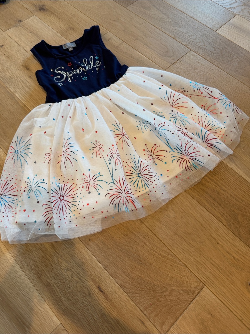 Sparkle Navy & White Firework Tulle Dress for Kids